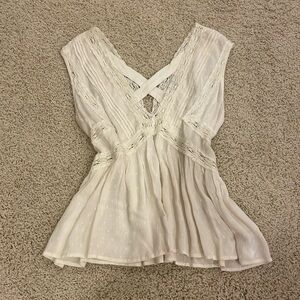 Cream V-Neck Tank Top